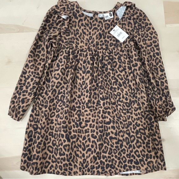 Cotton On Other - NWT Cotton On Leopard Dress Size 8 Long sleeve Ruffle Details Animal Print